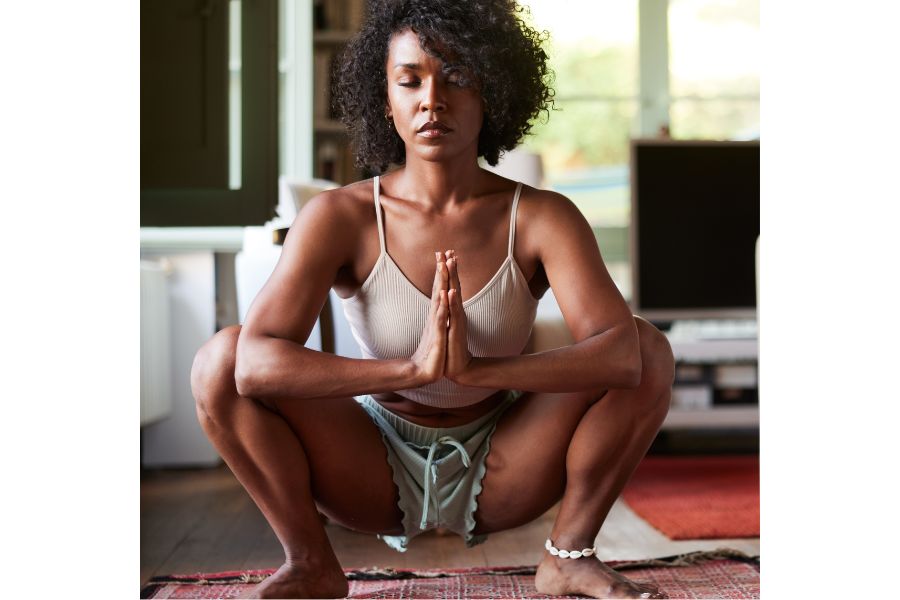 yoga squat for stress and anxiety